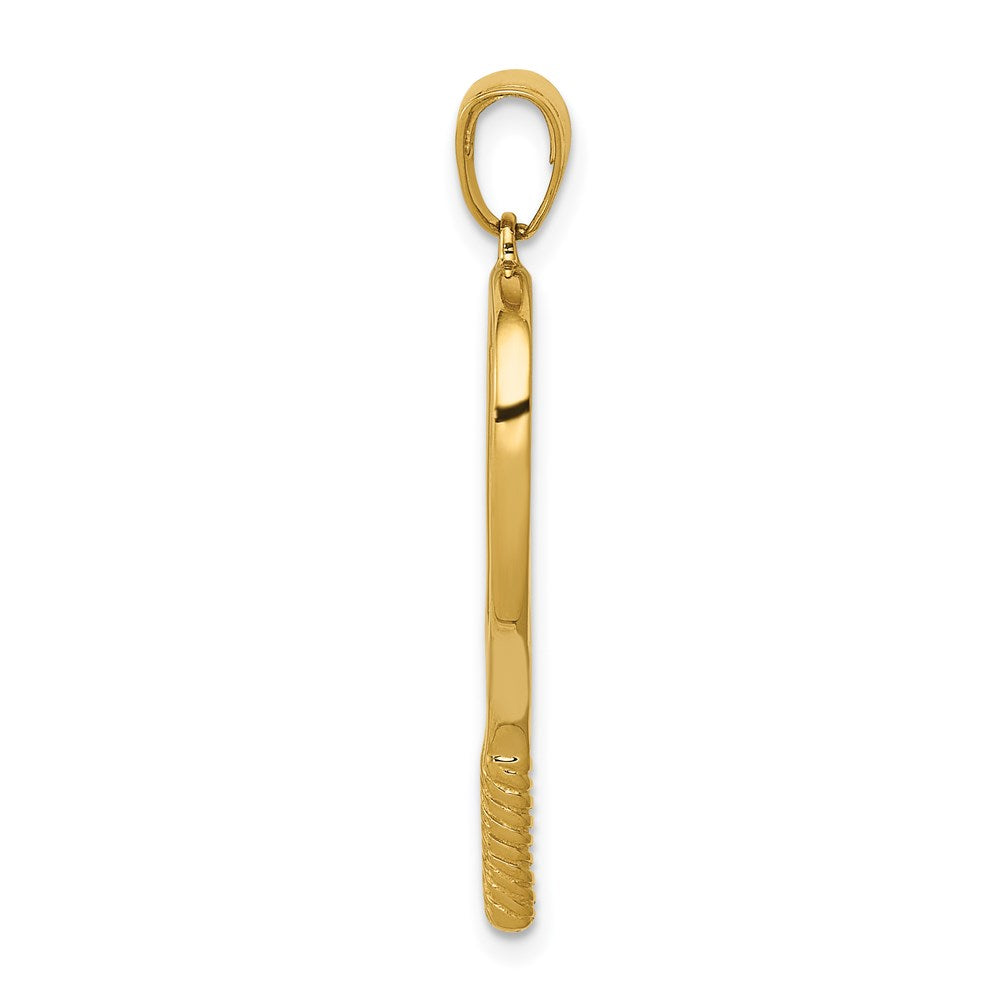 Million Charms 14K Yellow Gold Themed Solid Polished 3-D Sports Tennis Racquet Pendant