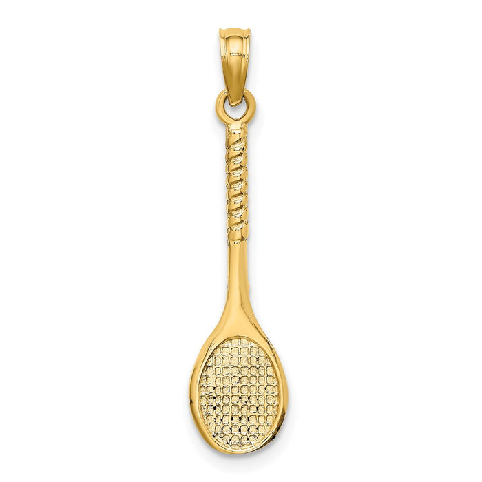 Million Charms 14K Yellow Gold Themed 3-D Sports Tennis Racquet Charm