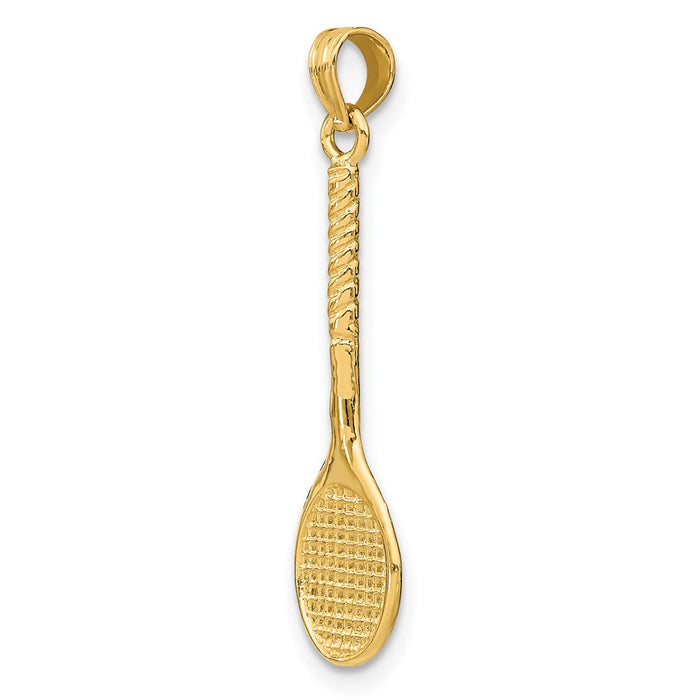 Million Charms 14K Yellow Gold Themed 3-D Sports Tennis Racquet Charm