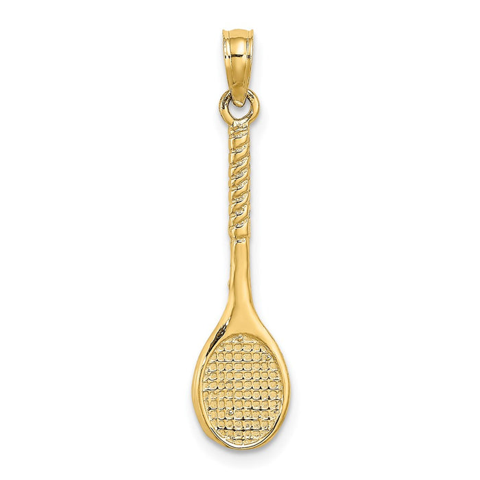 Million Charms 14K Yellow Gold Themed 3-D Sports Tennis Racquet Charm