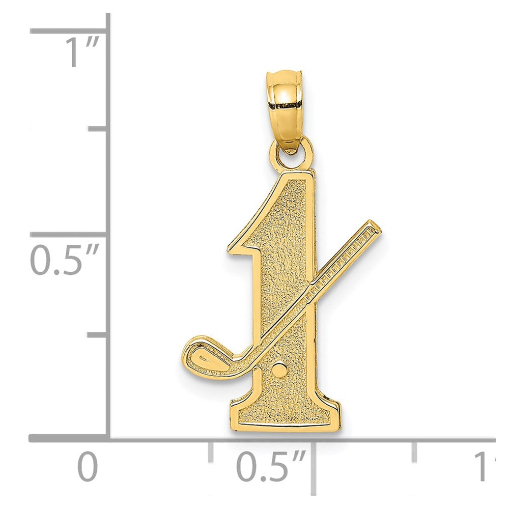 Million Charms 14K Yellow Gold Themed Sports Golf Club, Ball On #1 Charm