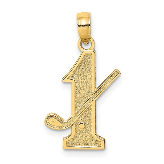 Million Charms 14K Yellow Gold Themed Sports Golf Club, Ball On #1 Charm