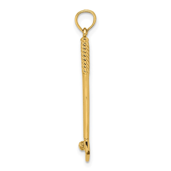 Million Charms 14K Yellow Gold Themed 3-D Single Sports Golf Club With Ball Charm