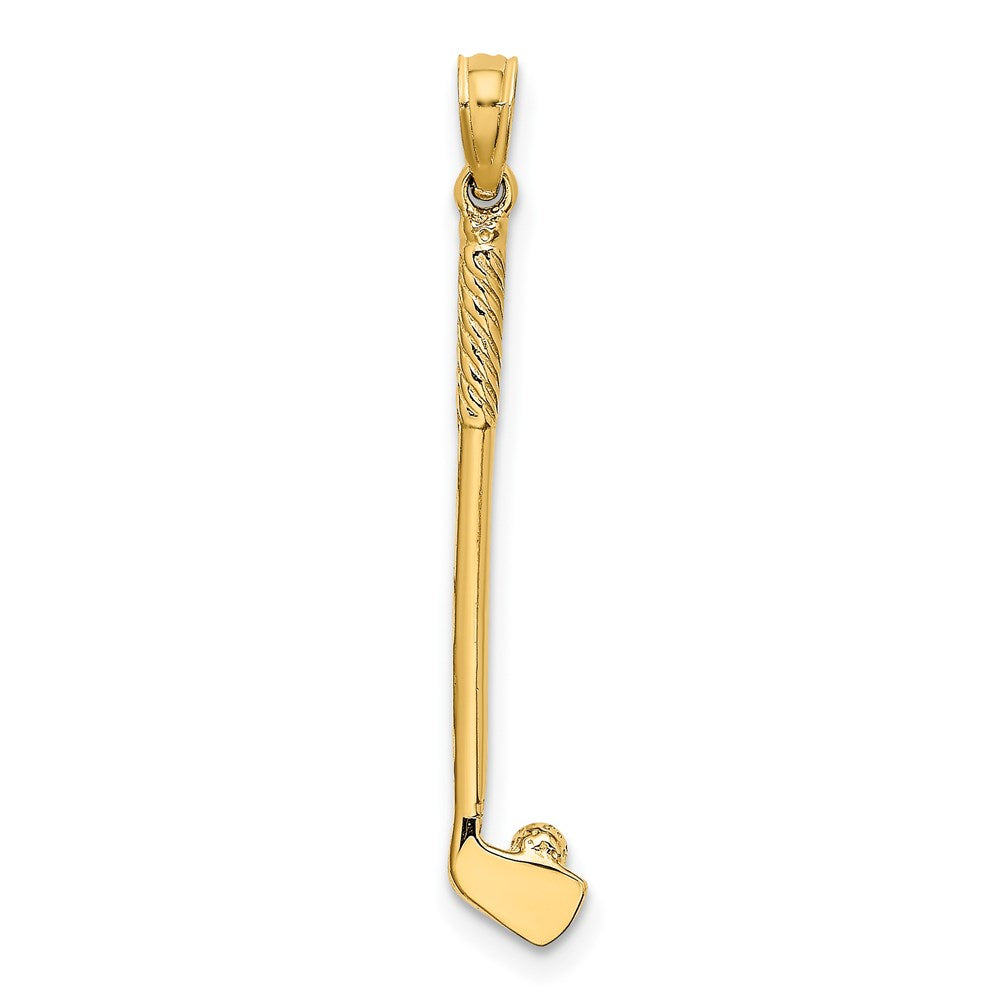 Million Charms 14K Yellow Gold Themed 3-D Single Sports Golf Club With Ball Charm