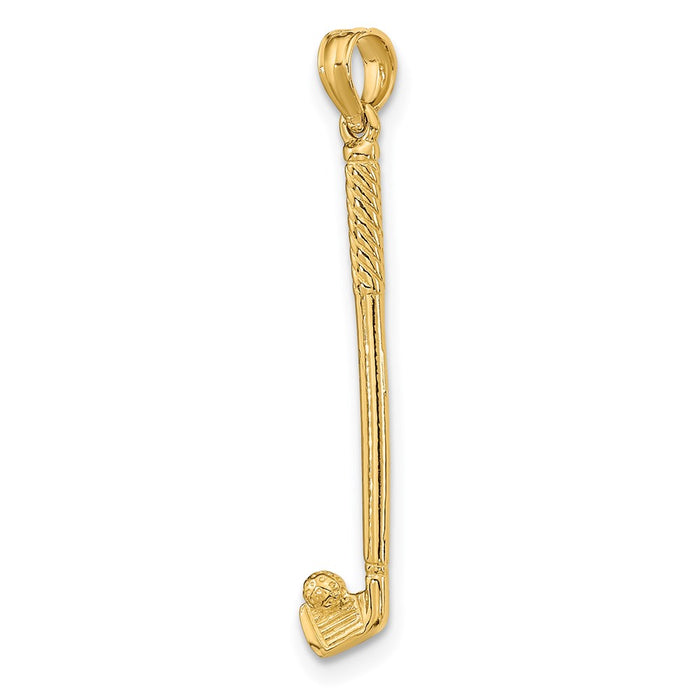 Million Charms 14K Yellow Gold Themed 3-D Single Sports Golf Club With Ball Charm