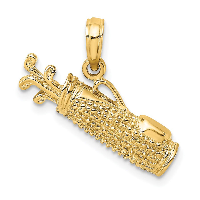 Million Charms 14K Yellow Gold Themed Sports Golf Bag Charm