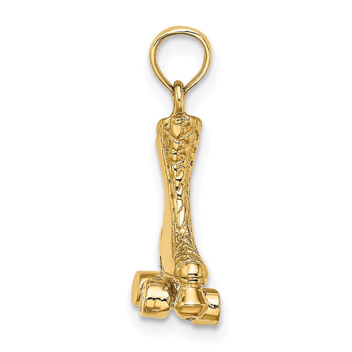 Million Charms 14K Yellow Gold Themed 3-D Roller Skate Charm