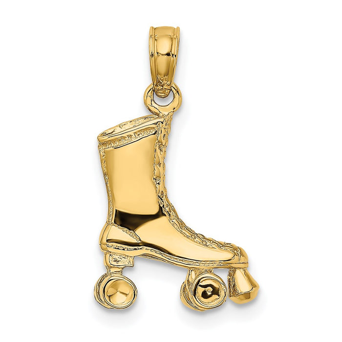 Million Charms 14K Yellow Gold Themed 3-D Roller Skate Charm