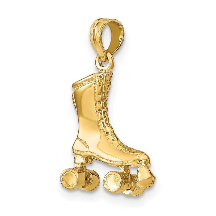 Million Charms 14K Yellow Gold Themed 3-D Roller Skate Charm