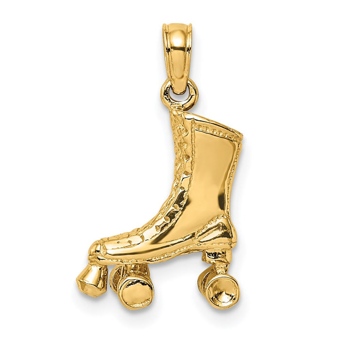 Million Charms 14K Yellow Gold Themed 3-D Roller Skate Charm