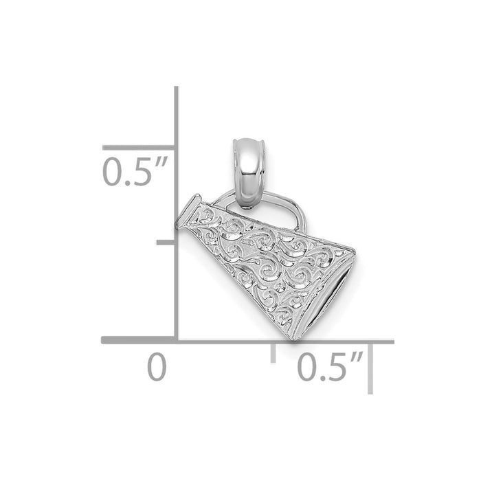 Million Charms 14K White Gold Themed Megaphone With Handle Pendant