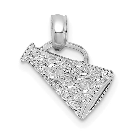 Million Charms 14K White Gold Themed Megaphone With Handle Pendant