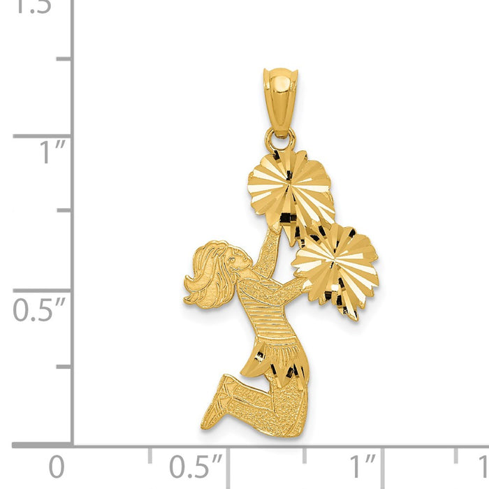 Million Charms 14K Yellow Gold Themed Diamond Cut Cheerleader Charm