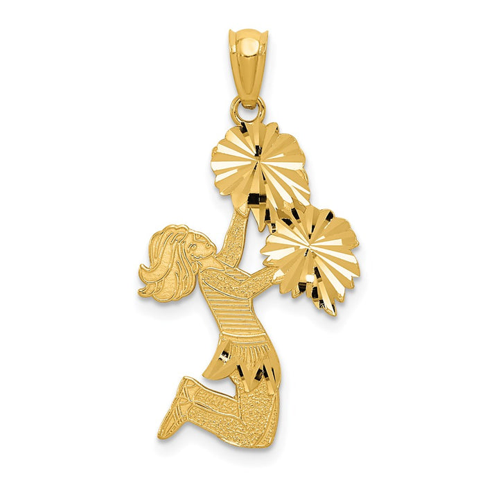 Million Charms 14K Yellow Gold Themed Diamond Cut Cheerleader Charm