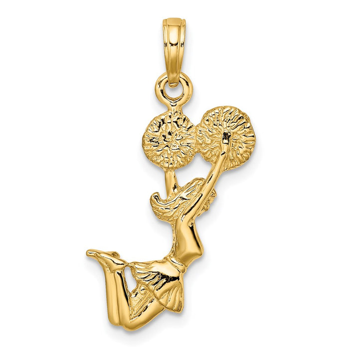 Million Charms 14K Yellow Gold Themed 3-D Jumping Cheerleader Charm