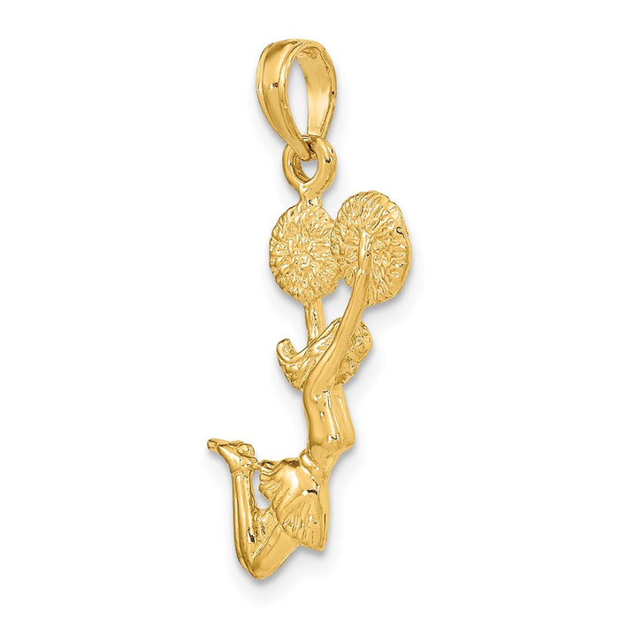 Million Charms 14K Yellow Gold Themed 3-D Jumping Cheerleader Charm