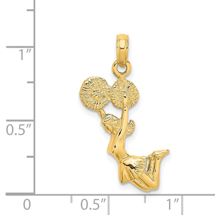 Million Charms 14K Yellow Gold Themed 3-D Jumping Cheerleader Charm