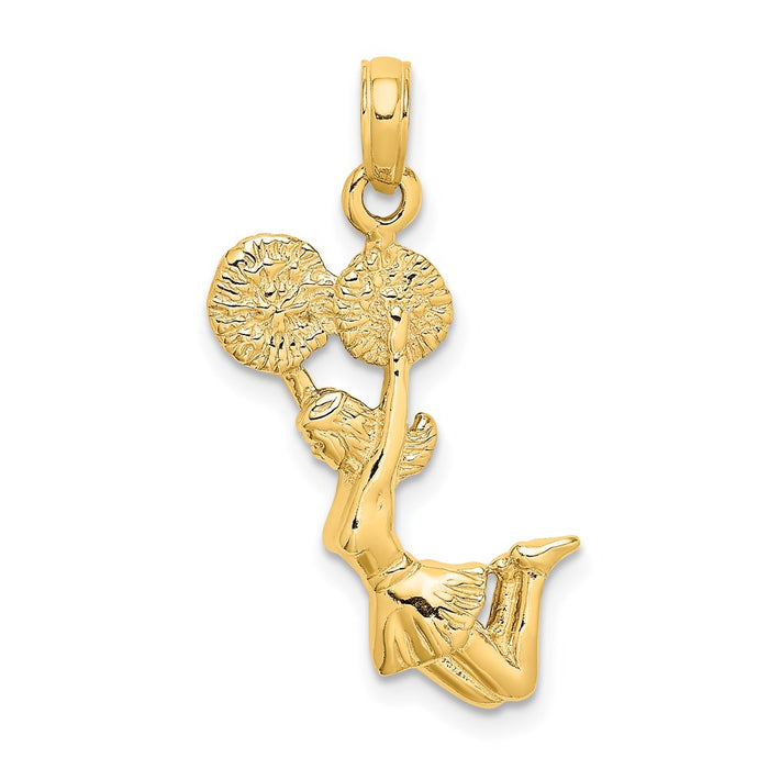 Million Charms 14K Yellow Gold Themed 3-D Jumping Cheerleader Charm