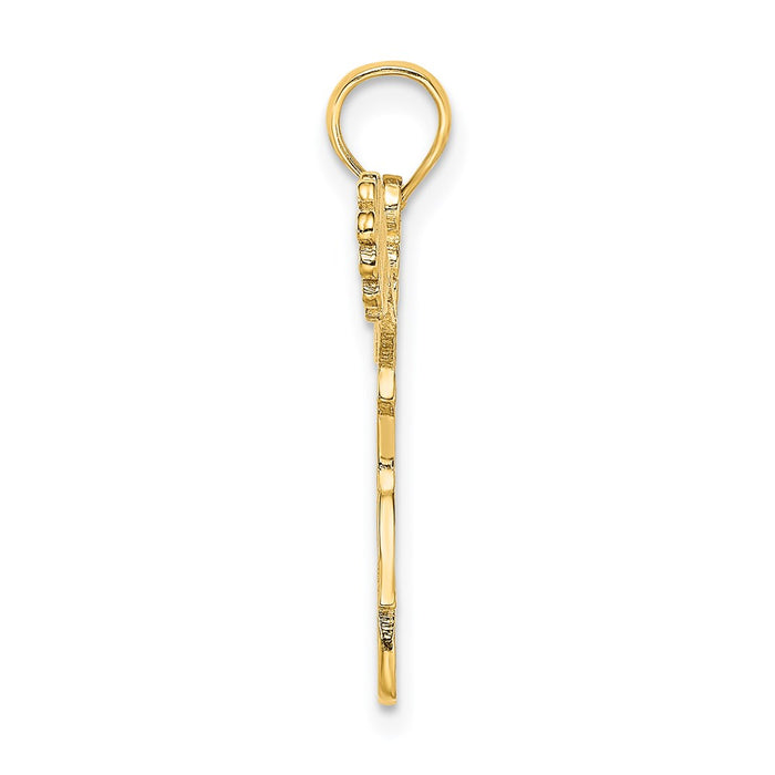 Million Charms 14K Yellow Gold Themed Cheerleader Jumping With Pom-Pom'S Charm