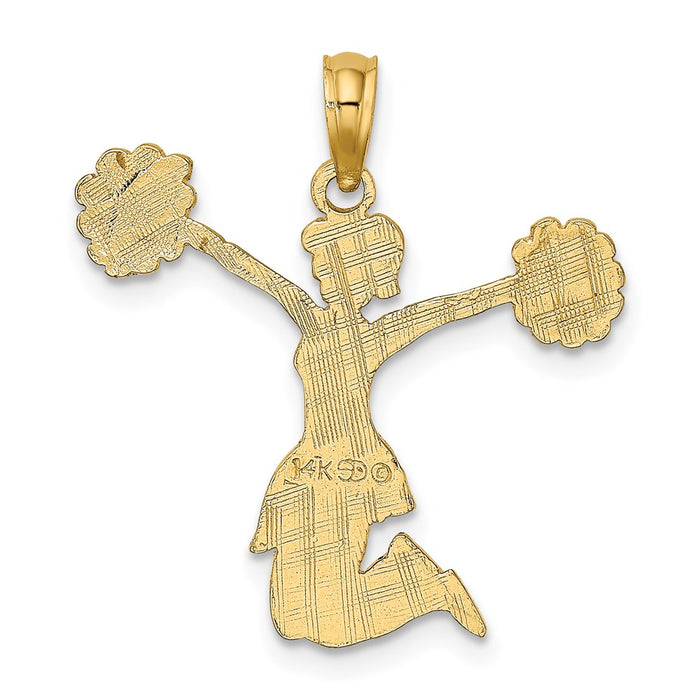 Million Charms 14K Yellow Gold Themed Cheerleader Jumping With Pom-Pom'S Charm