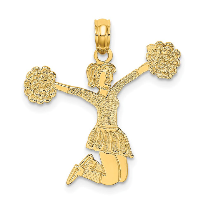 Million Charms 14K Yellow Gold Themed Cheerleader Jumping With Pom-Pom'S Charm