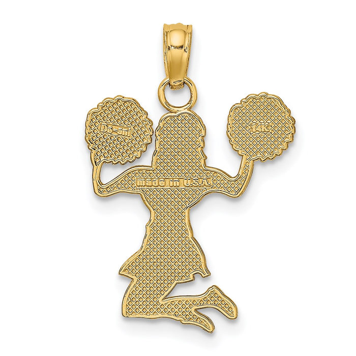 Million Charms 14K Yellow Gold Themed Cheerleader Jumping With Pom-Pom'S Charm