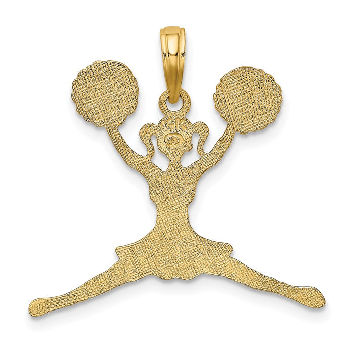 Million Charms 14K Yellow Gold Themed Cheerleader Jumping With Pom-Poms Charm