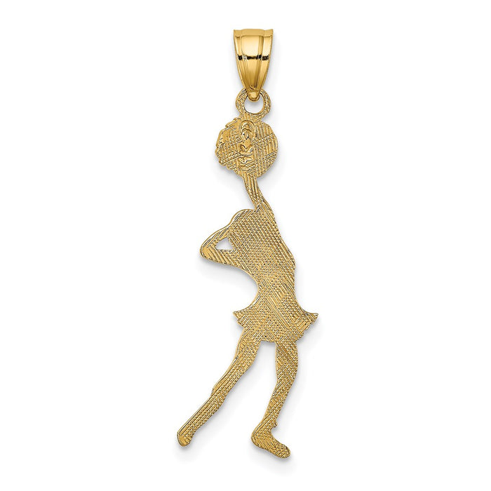 Million Charms 14K Yellow Gold Themed Cheerleader With Hand On Head Charm