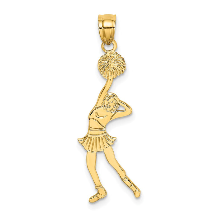 Million Charms 14K Yellow Gold Themed Cheerleader With Hand On Head Charm