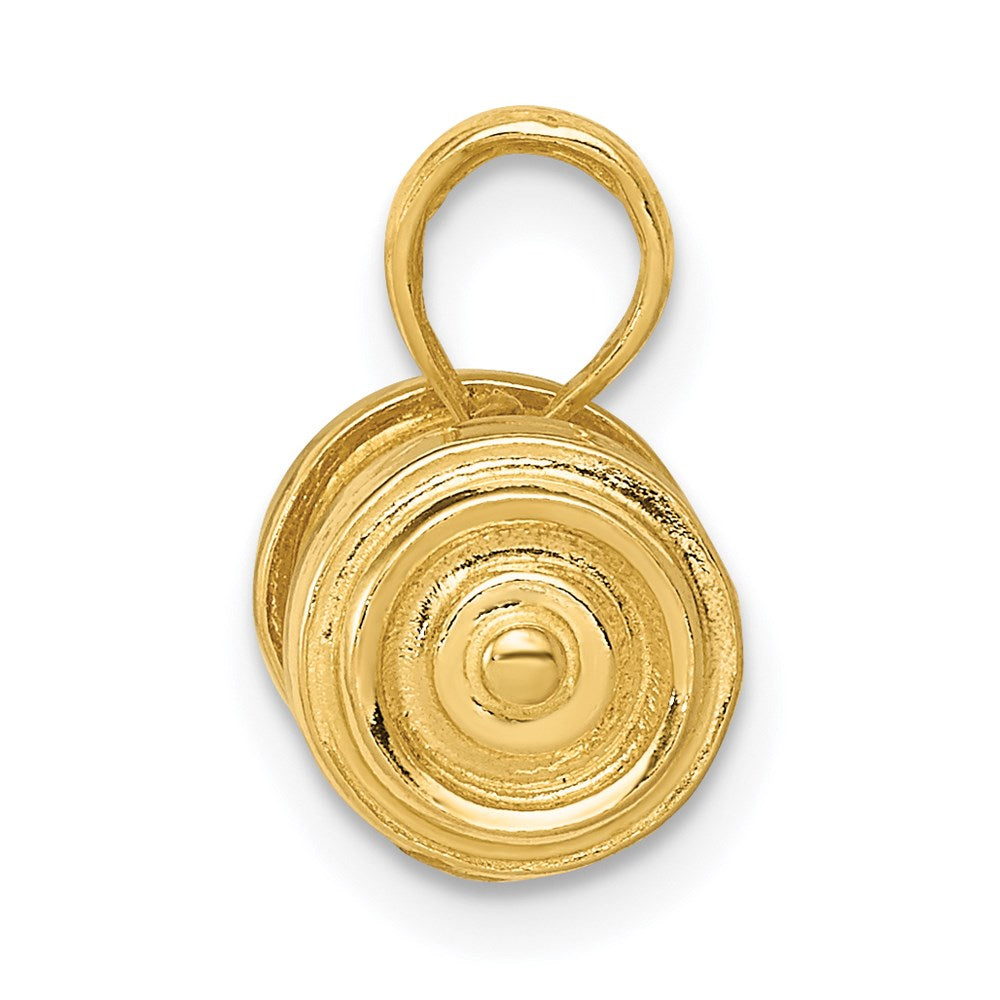Million Charms 14K Yellow Gold Themed 3-D Single Barbell Pendant