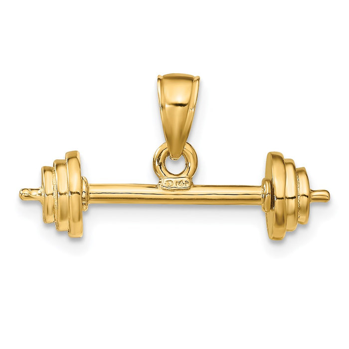 Million Charms 14K Yellow Gold Themed 3-D Barbell Pendant