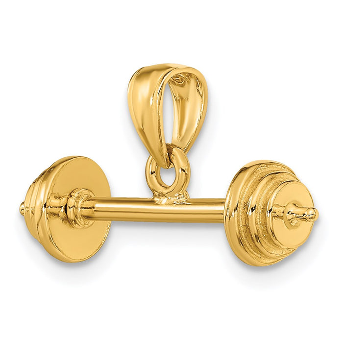 Million Charms 14K Yellow Gold Themed 3-D Barbell Pendant