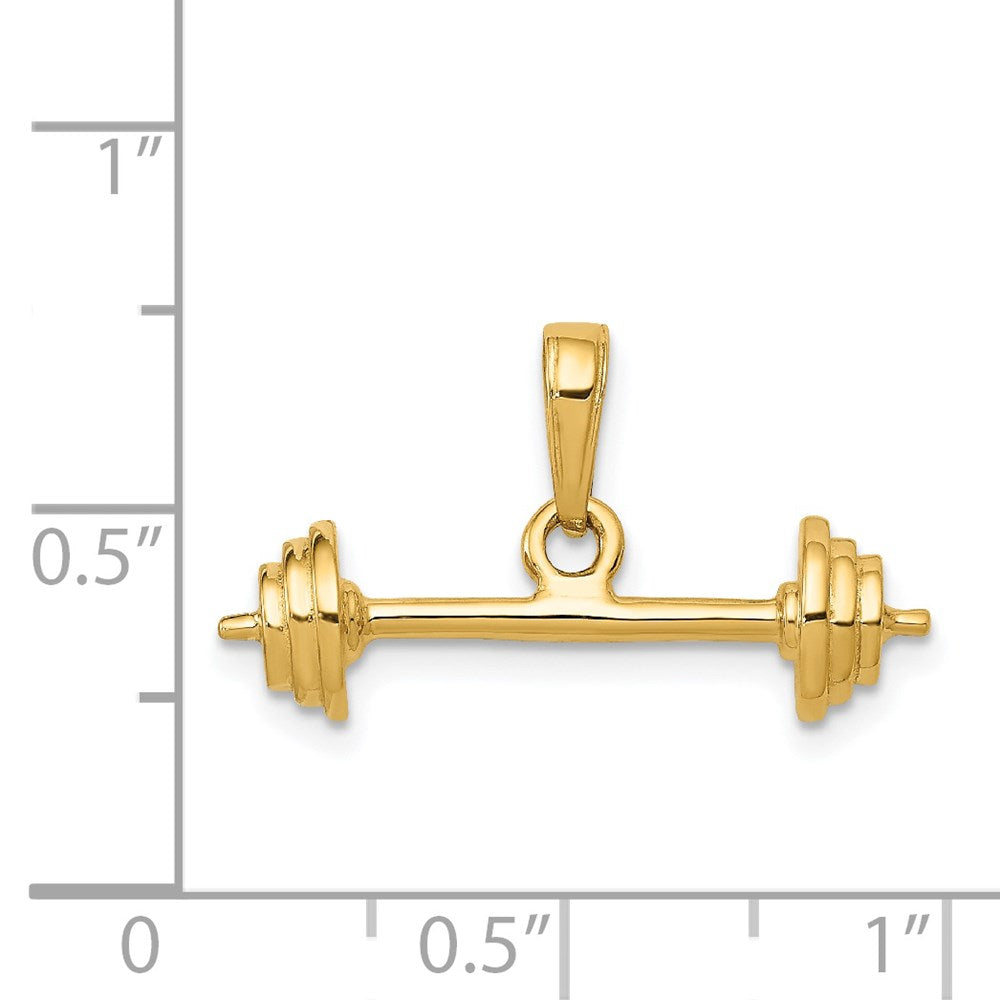Million Charms 14K Yellow Gold Themed 3-D Barbell Pendant