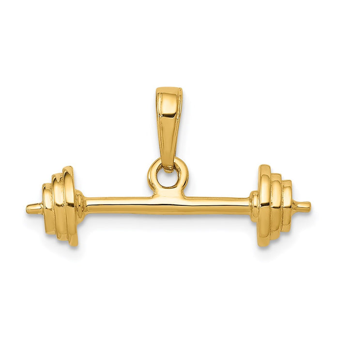 Million Charms 14K Yellow Gold Themed 3-D Barbell Pendant