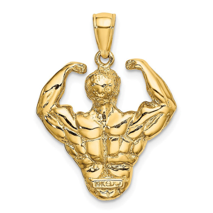 Million Charms 14K Yellow Gold Themed 3-D Bodybuilder Waist Up Charm