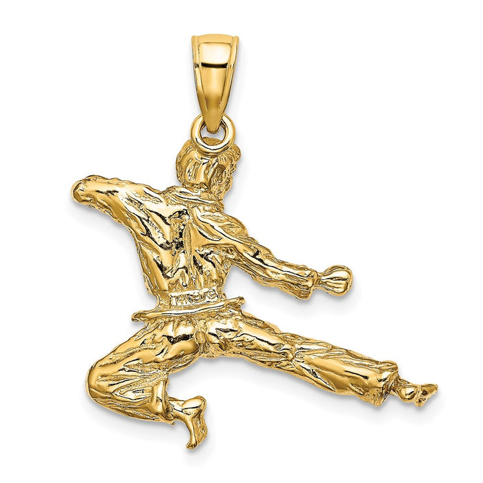 Million Charms 14K Yellow Gold Themed 3-D Karate Man Charm