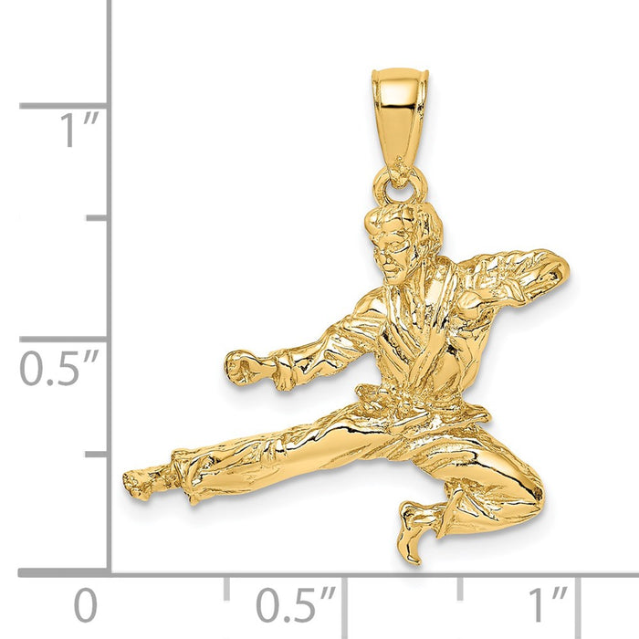 Million Charms 14K Yellow Gold Themed 3-D Karate Man Charm