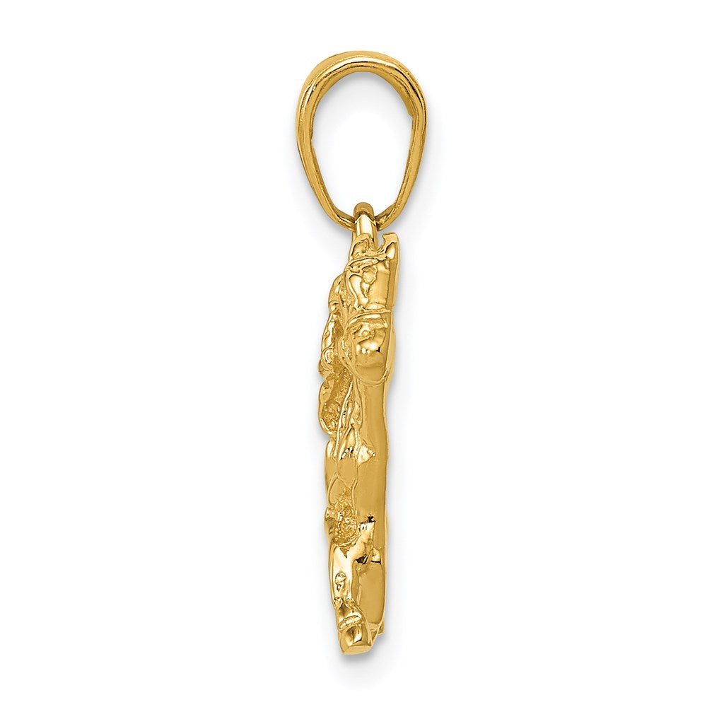 Million Charms 14K Yellow Gold Themed Jockey On Horse Pendant