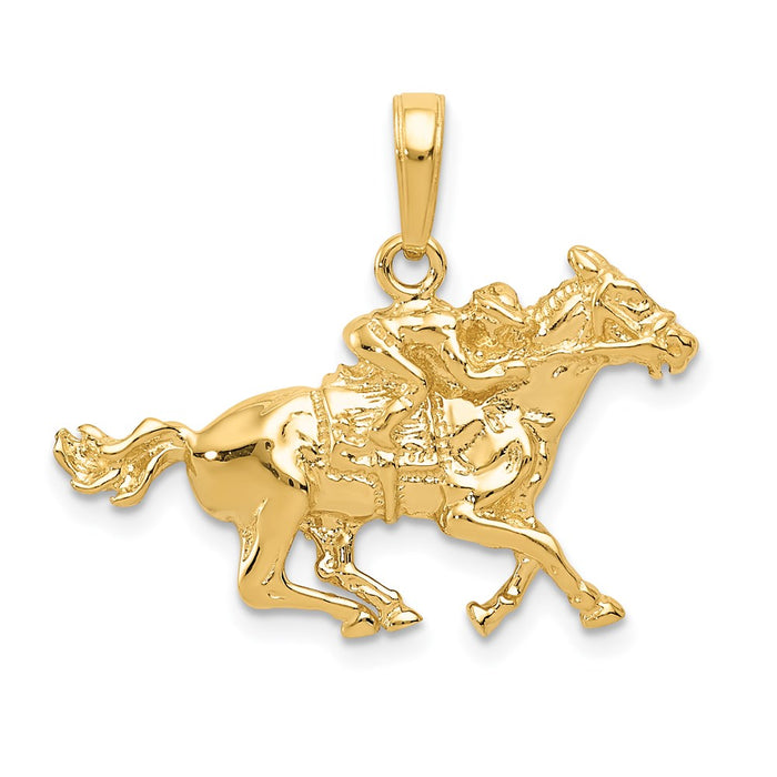 Million Charms 14K Yellow Gold Themed Jockey On Horse Pendant
