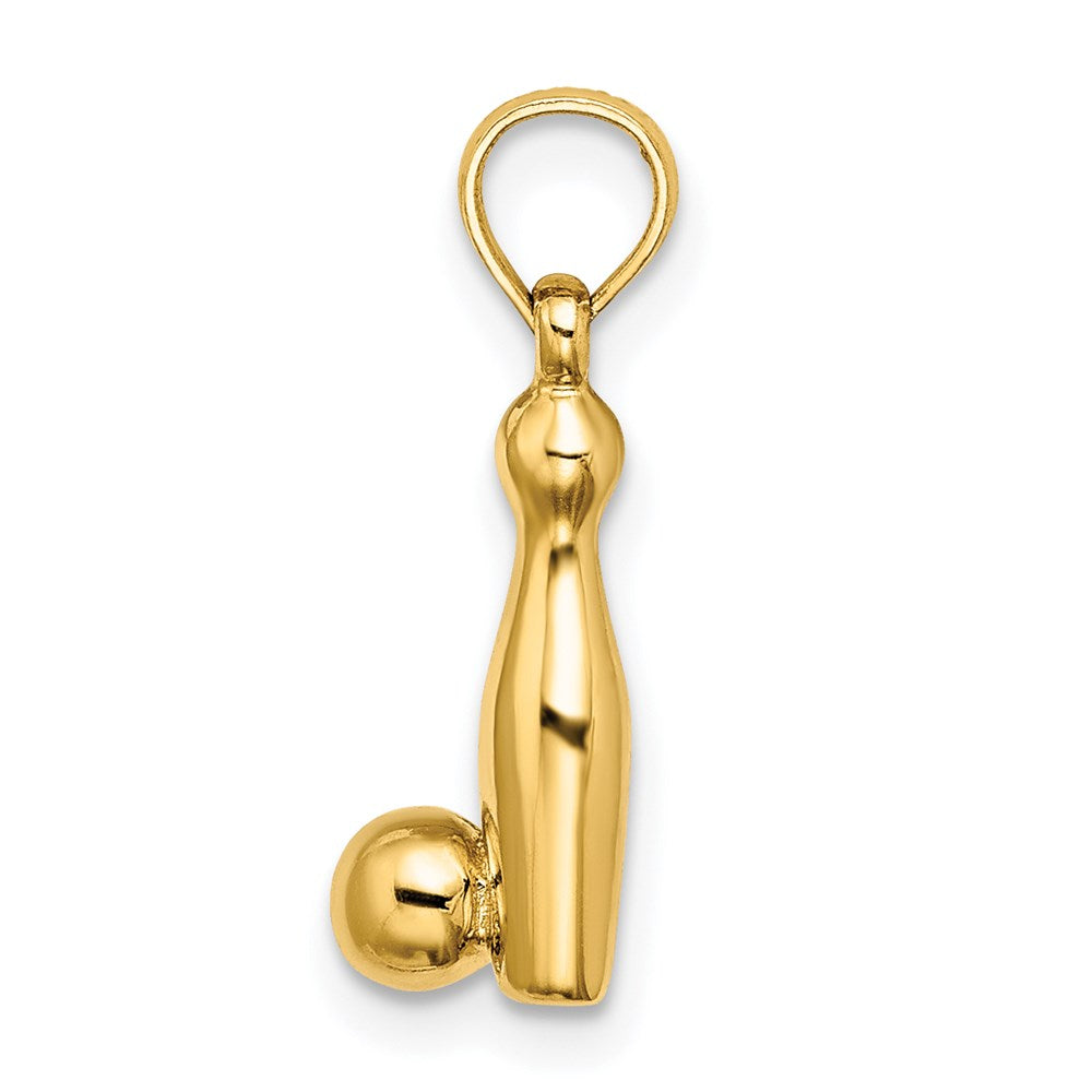 Million Charms 14K Yellow Gold Themed 3-D Bowling Pin, Ball Charm