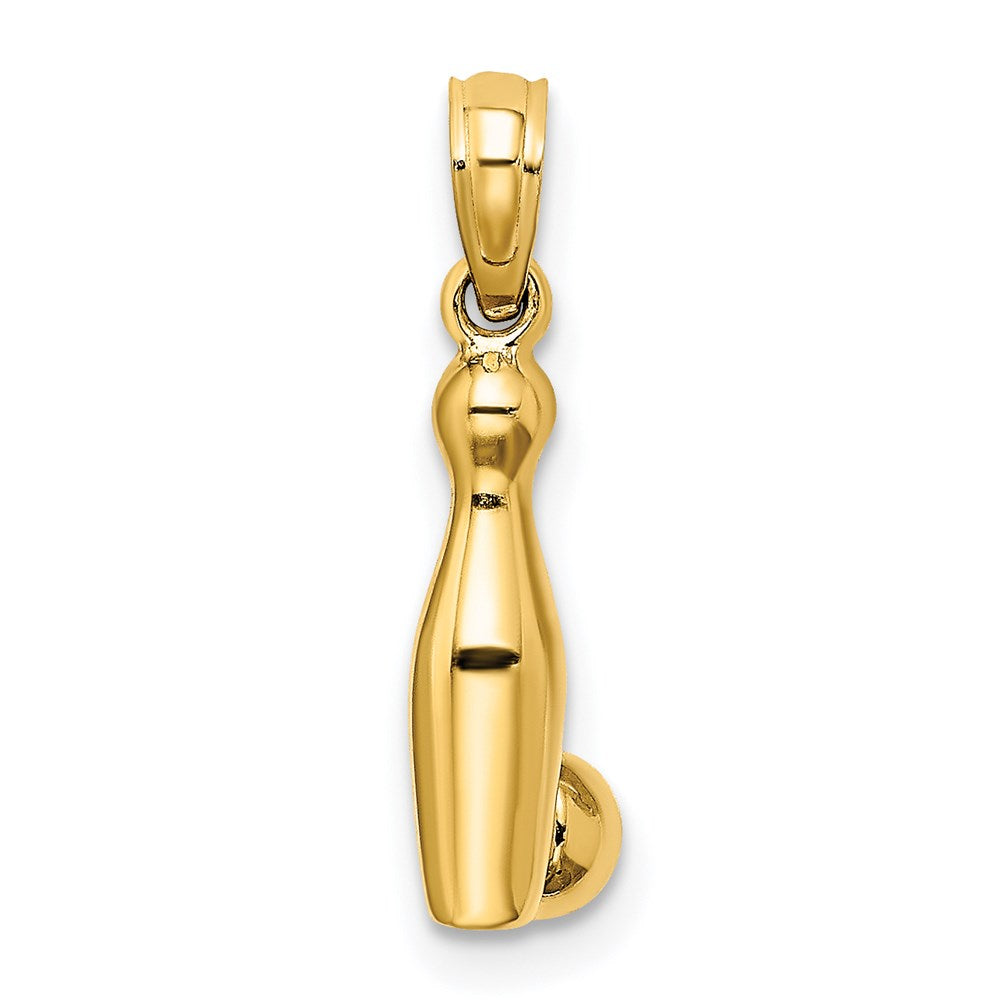Million Charms 14K Yellow Gold Themed 3-D Bowling Pin, Ball Charm
