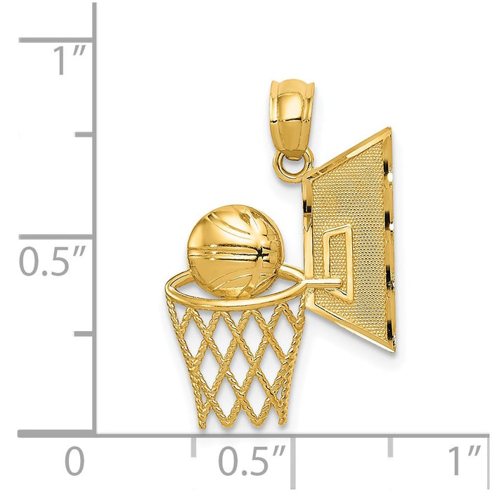 Million Charms 14K Yellow Gold Themed Sports Basketball Pendant