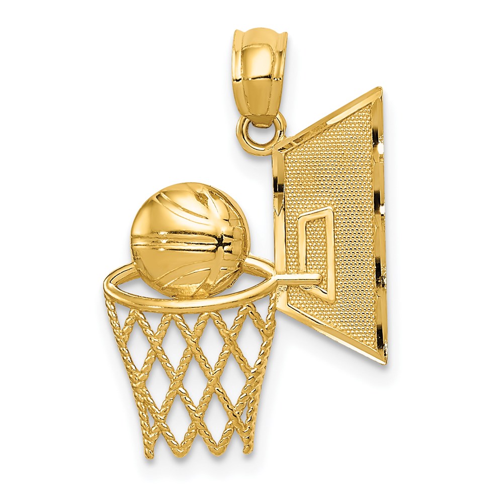 Million Charms 14K Yellow Gold Themed Sports Basketball Pendant