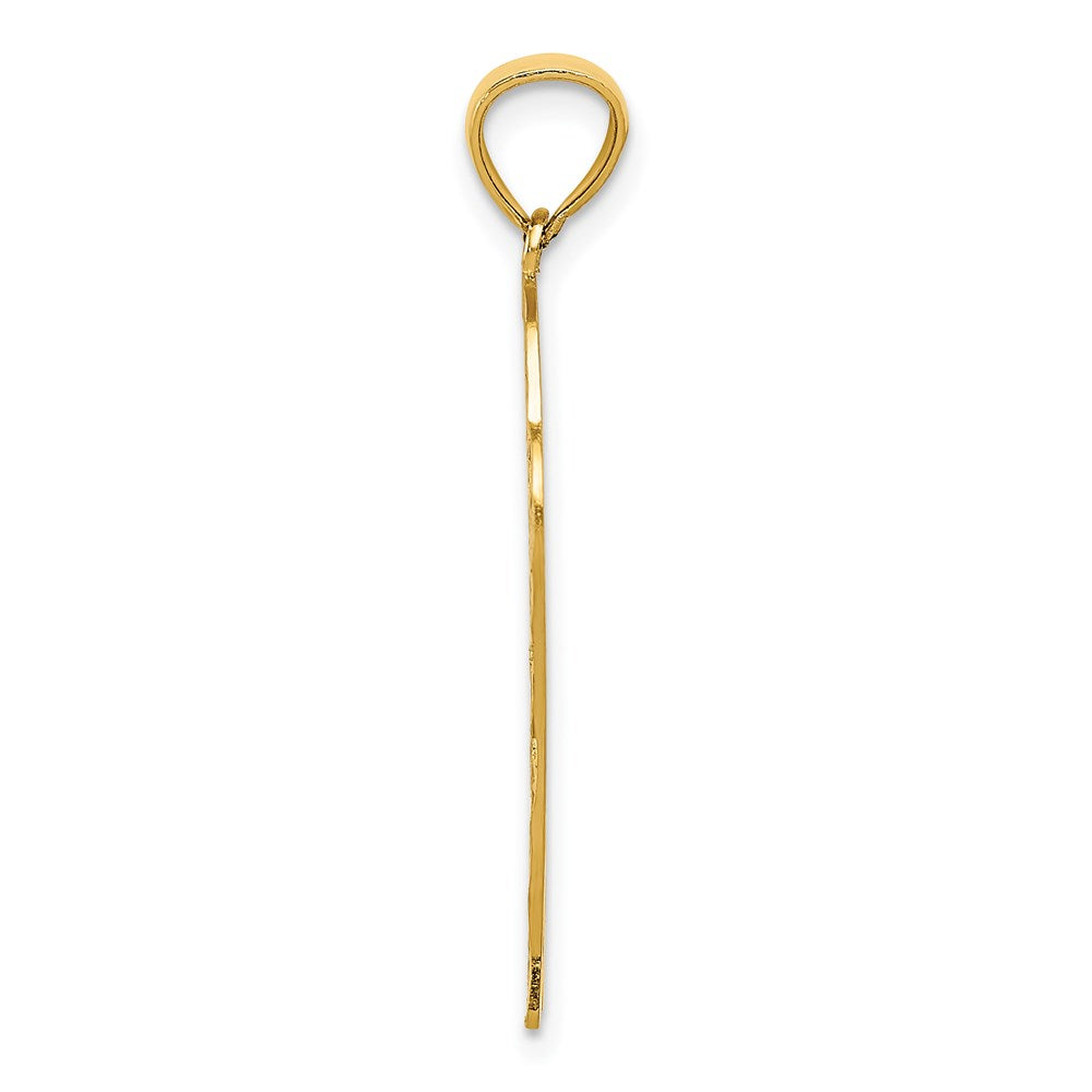 Million Charms 14K Yellow Gold Themed Sports Basketball In Hoop Diamond Cut Pendant