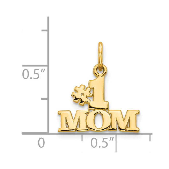 Million Charms 14K Yellow Gold Themed #1 Mom Charm