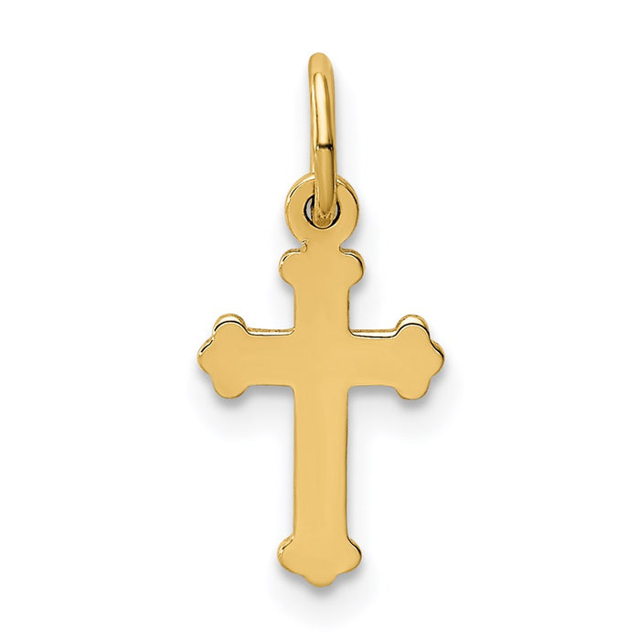Million Charms 14K Yellow Gold Themed Mini Polished Relgious Cross Charm