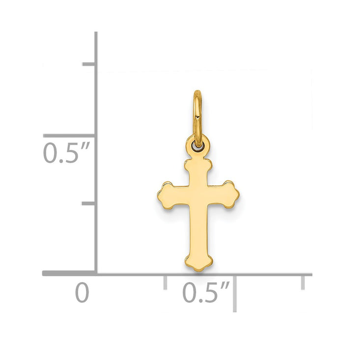 Million Charms 14K Yellow Gold Themed Mini Polished Relgious Cross Charm