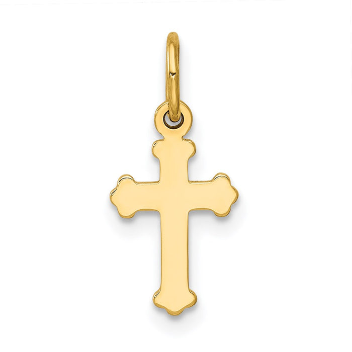 Million Charms 14K Yellow Gold Themed Mini Polished Relgious Cross Charm