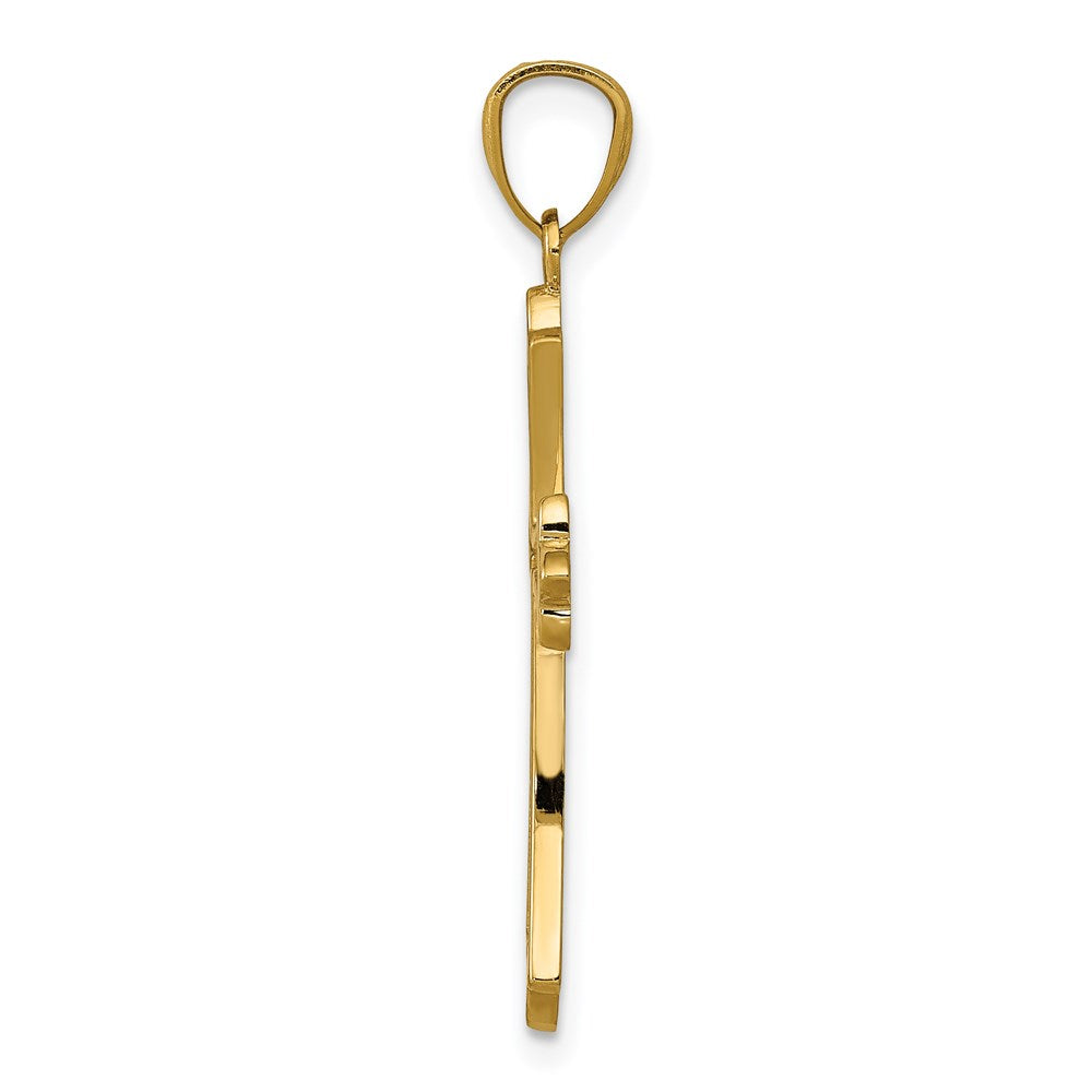 Million Charms 14K Yellow Gold Themed Budded Relgious Cross Pendant