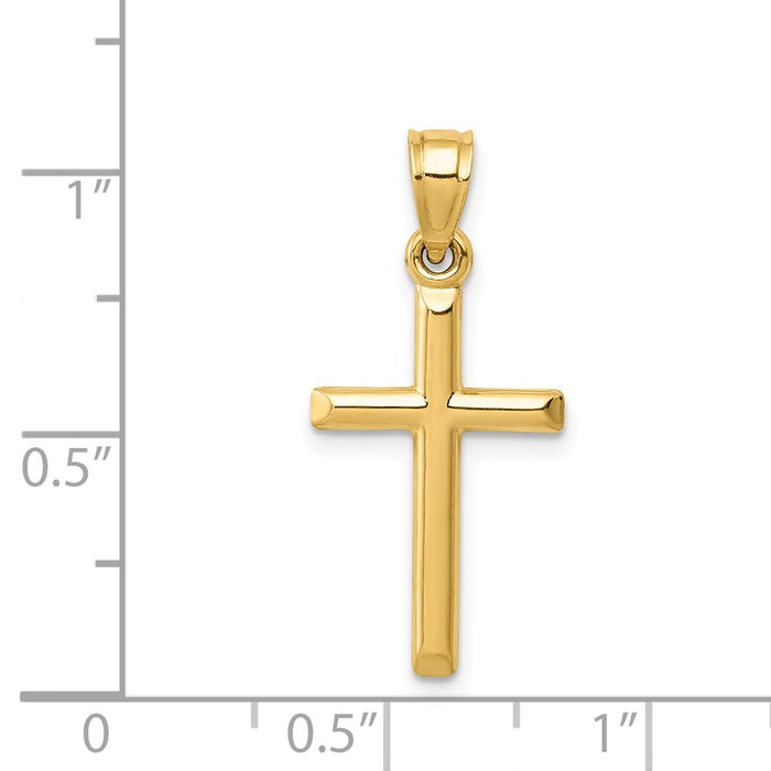 Million Charms 14K Yellow Gold Themed Polished Hollow Relgious Cross Pendant